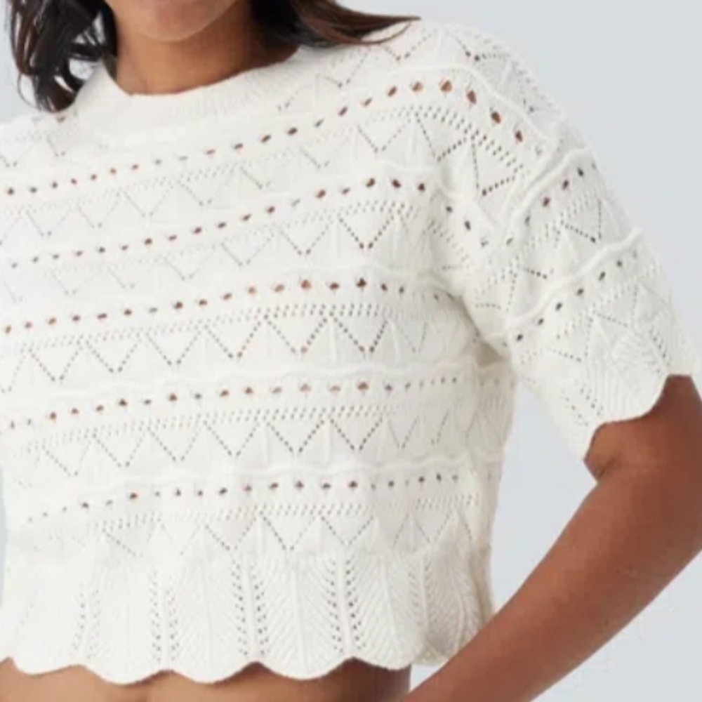 White Knit Top And Skirt Set